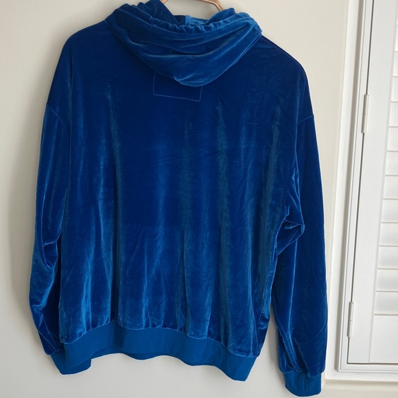 AVIATOR NATION Royal Blue Velour Hoodie with Stripes Women’s Size L NWT - Picture 6 of 11